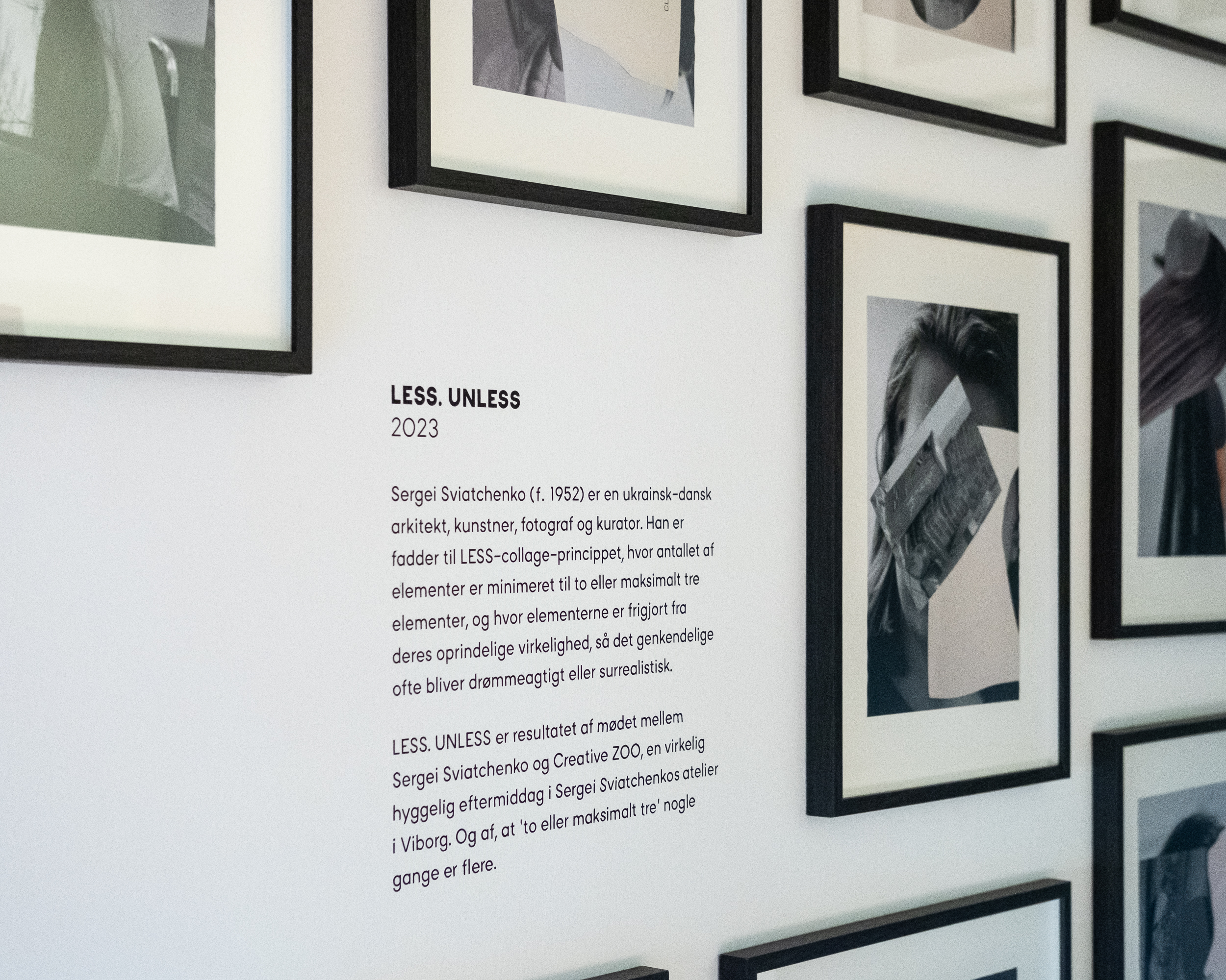 En beskrivende tekst for projektet Less, Unless som er en samling af collager, som ansatte har skabt